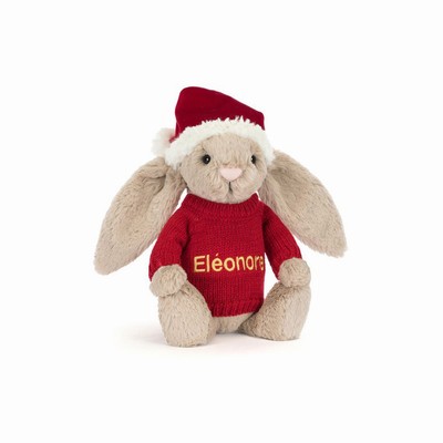 Jellycat Bashful Christmas Bunny with Red Jumper Australia | 204637ICJ